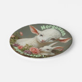 ヴィンテージカスタムイースターのパーソナライズラム&バニー ペーパープレート (アングル)