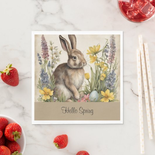 ヴィンテージカスタムイースターバニー卵フローラ スタンダードランチョンナプキン (インサイチュ)