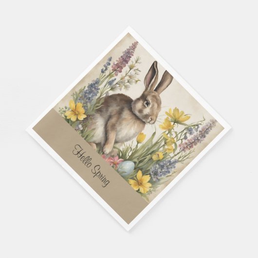 ヴィンテージカスタムイースターバニー卵フローラ スタンダードランチョンナプキン (角)