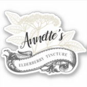 ヴィンテージカスタムエルダーベリーまたはエルダーフラワーチンキ シール (正面)