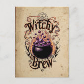 ヴィンテージカスタムキュートスクリプ不気味トハロウィーンウィッチ ポストカード (正面)