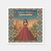 ヴィンテージカスタムキンセアニラレッドドレスタラベラアート スタンダードカクテルナプキン (正面)