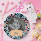 ヴィンテージカスタムクリスマスの休日cat写真 ペーパープレート (パーティー)