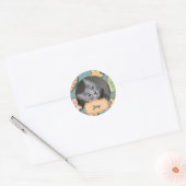 ヴィンテージカスタムクリスマスの休日cat写真 ラウンドシール (封筒)