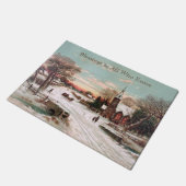 ヴィンテージカスタムクリスマスの教会の装飾 ドアマット (アングル)