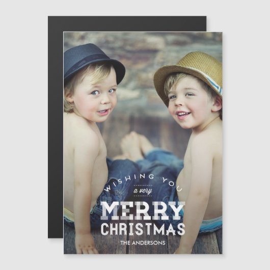 ヴィンテージカスタムクリスマス写真薄い磁気カード (正面/裏面)