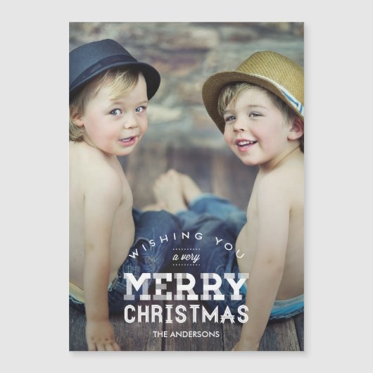 ヴィンテージカスタムクリスマス写真薄い磁気カード (正面)