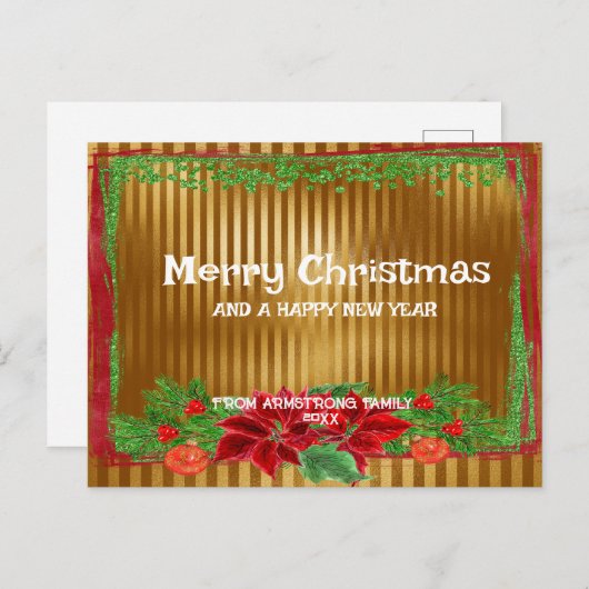 ヴィンテージカスタムゴールデンデザインパーソナライズされた シーズンポストカード (正面/裏面)