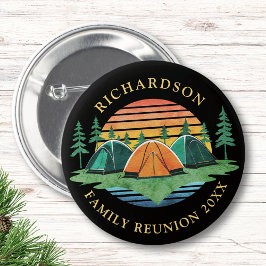 ヴィンテージカスタムサンセットキャンピングファミリー懇親会ブラック 缶バッジ