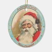 ヴィンテージカスタムサンタクロースレッドブルークリスマス セラミックオーナメント (左)