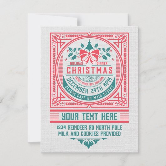 ヴィンテージカスタムスタイルクリスマスカード招待状 シーズンカード (正面)