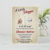 ヴィンテージカスタムスポーツ野球少年ベビーシャワー 招待状 (スタンド正面)