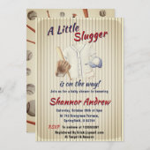 ヴィンテージカスタムスポーツ野球少年ベビーシャワー 招待状 (正面/裏面)