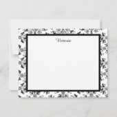 ヴィンテージカスタムダマスクパターン白黒4.25x5.5 ノートカード (正面)