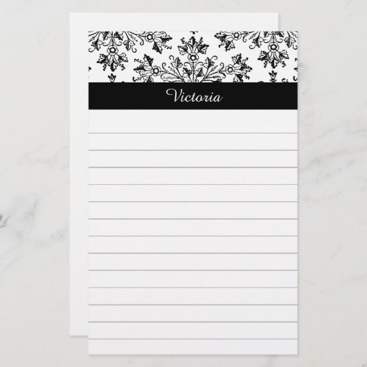 ヴィンテージカスタムダマスクフローラアートライン 便箋 (正面/裏面)