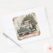 ヴィンテージカスタムトラックメリークリスマス スクエアシール (封筒)
