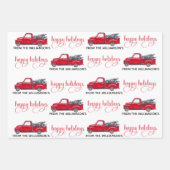 ヴィンテージカスタムハッピーホリデーズレッドクリスマストラッククリスマス ラッピングペーパーシート (正面)