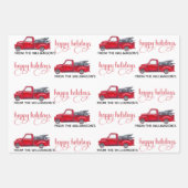 ヴィンテージカスタムハッピーホリデーズレッドクリスマストラッククリスマス ラッピングペーパーシート (正面)