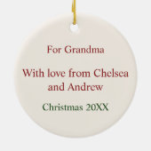 ヴィンテージカスタムバードイラストレーション+文字クリスマス セラミックオーナメント (裏面)