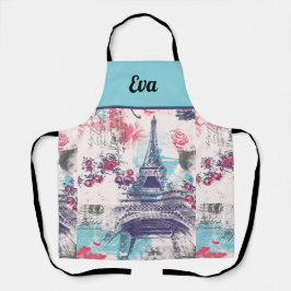 ヴィンテージカスタムパリエッフェルタワーとバラエプロン エプロン