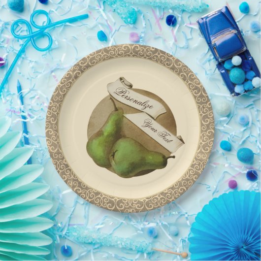 ヴィンテージカスタムパーズシックダマスフルーツエレガント ペーパープレート (パーティー)