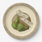 ヴィンテージカスタムパーズシックダマスフルーツエレガント ペーパープレート (正面)