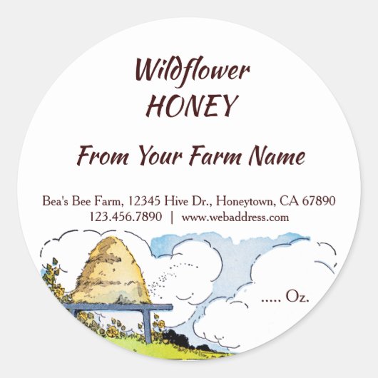 ヴィンテージカスタムビーハイブと雲はちみつ3" ラウンドシール (正面)