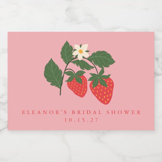 ヴィンテージカスタムピンクストロベリーボホブライダルシャワー スパークリングワインラベル (シングルラベル)