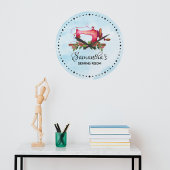 ヴィンテージカスタムピンク裁縫ルームかわいい水色 ラージ壁時計