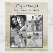 ヴィンテージカスタムフォトコラージュ結婚ズ ワインラベル (シングルラベル)