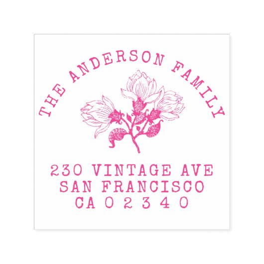 ヴィンテージカスタムフラワーズファミリー名差出人住所 セルフインキングスタンプ (デザイン)