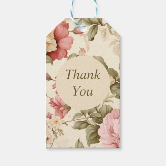 ヴィンテージカスタムフローラシックありがとうエレガント ギフトタグ (正面)