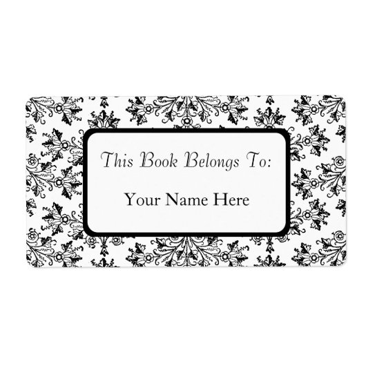 ヴィンテージカスタムフローラダマスクパターン蔵書票 ラベル (正面)