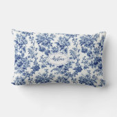 ヴィンテージカスタムフローラネイビーブルートワパーソナライズされたール ランバークッション (裏面)
