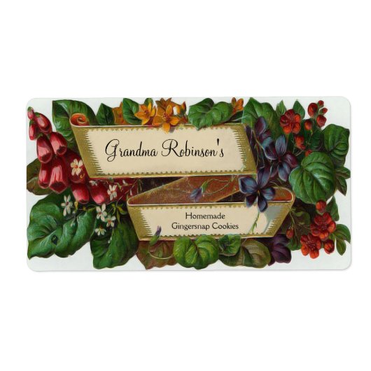 ヴィンテージカスタムフローラ缶詰瓶、クラフトラベル ラベル (正面)