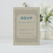 ヴィンテージカスタムブラウンレースRSVP結婚のカード 出欠カード (スタンド正面)
