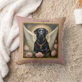 ヴィンテージカスタムブラックラブラドールエンジェル装飾用クッション クッション (ブランケット)