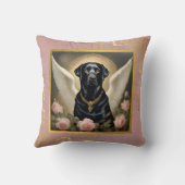 ヴィンテージカスタムブラックラブラドールエンジェル装飾用クッション クッション (裏面)