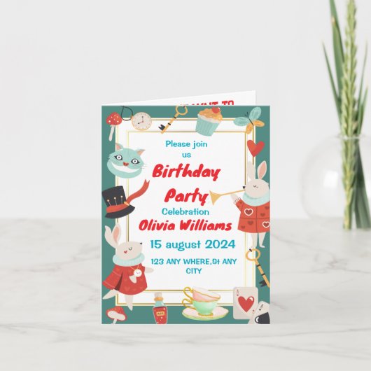 ヴィンテージカスタムベビー誕生日招待状 招待状 (正面)