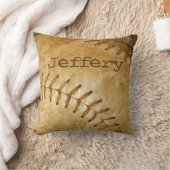 ヴィンテージカスタムホワイトベースボールホワイトステッチ クッション (ブランケット)