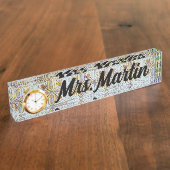 ヴィンテージカスタムポルトガル語タイル時計名プレート デスクネームプレート (側面)