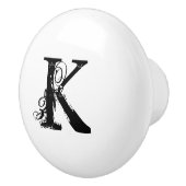 ヴィンテージカスタムモノグラム白色セラミックつまみ セラミックノブ (右)