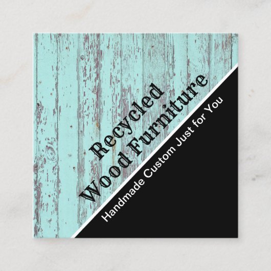 ヴィンテージカスタムリサイクルウッド家具デザイナー スクエア名刺 (正面)