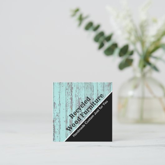 ヴィンテージカスタムリサイクルウッド家具メーカー スクエア名刺 (スタンド正面)