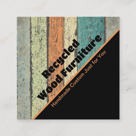 ヴィンテージカスタムリサイクルウッド家具メーカー スクエア名刺 (正面)