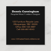 ヴィンテージカスタムリサイクルウッド家具メーカー スクエア名刺 (裏面)