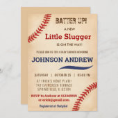 ヴィンテージカスタムリトルスラッガー野球ベビーシャワー 招待状 (正面/裏面)