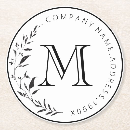 ヴィンテージカスタムリースモノグラム ラウンドペーパーコースター (正面)
