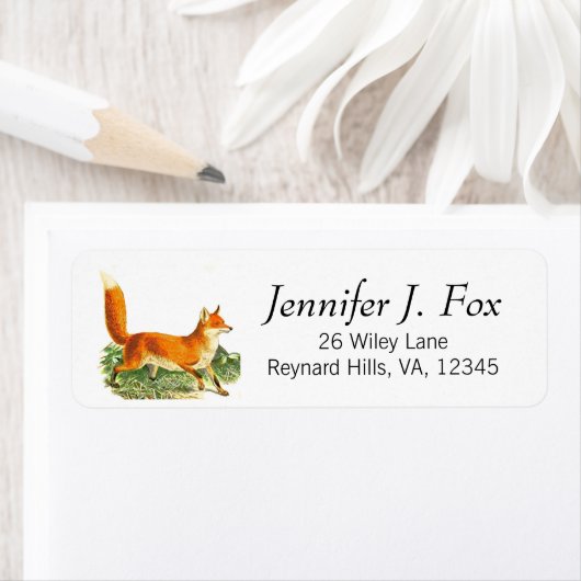 ヴィンテージカスタムレッドキツネかわいい森林動物 ラベル (インサイチュ)