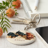 ヴィンテージカスタムレトロキュイおもしろいディシュンドパピーズ キーホルダー (側面)